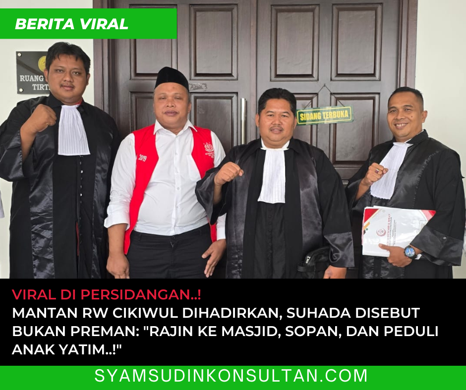 VIRAL DI PERSIDANGAN! Mantan RW Cikiwul Dihadirkan, Suhada Disebut Bukan Preman: "Rajin ke Masjid, Sopan, dan Peduli Anak Yatim!"